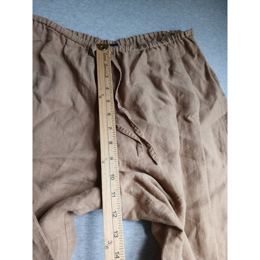 Eileen Fisher Pants Medium 100 Linen Wide Leg Beach Resort Lagenlook Pull On - Picture 6 of 12